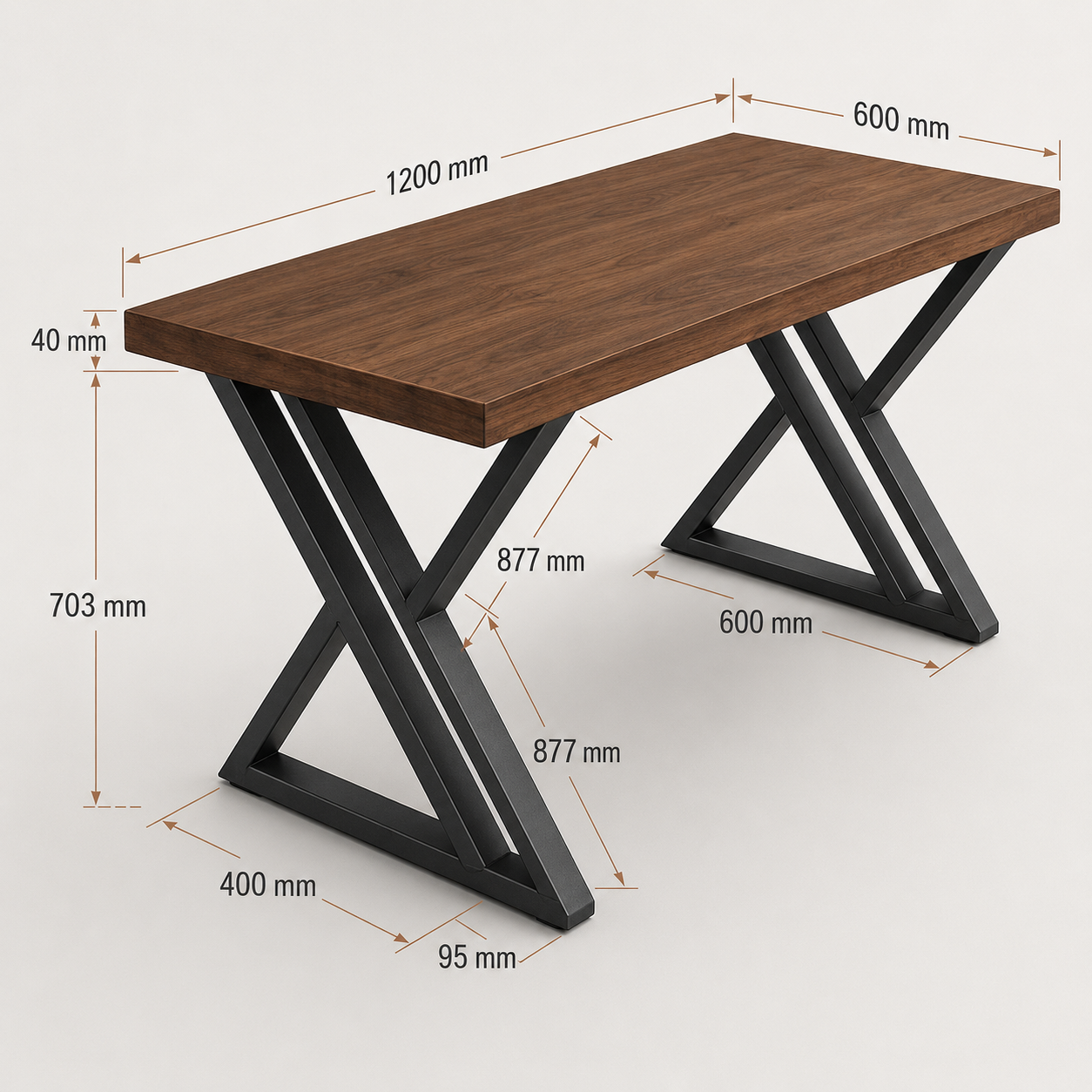 Projeto de mesa de jantar com pés em X